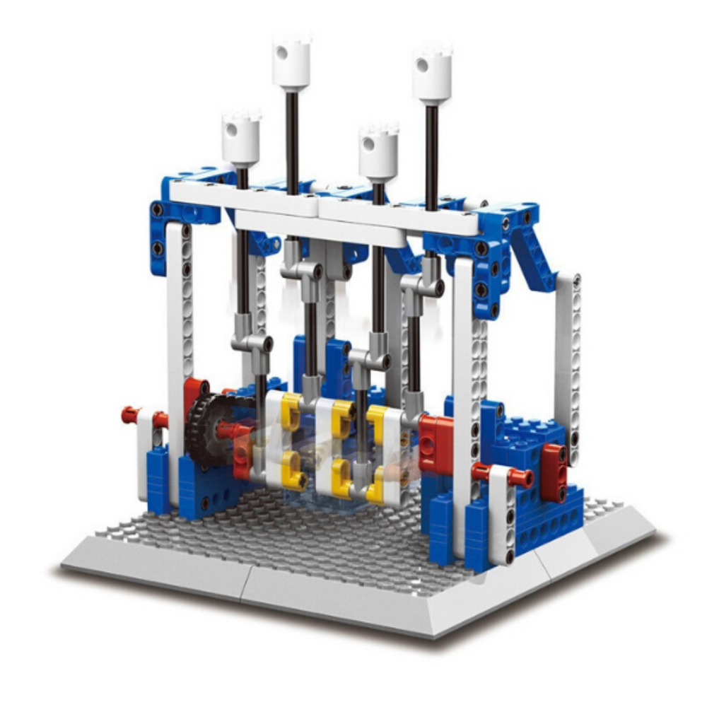 WANGE 1404 Power Machinery – 296-Piece STEM Chair, Hammer, Dinosaur & Engine Set