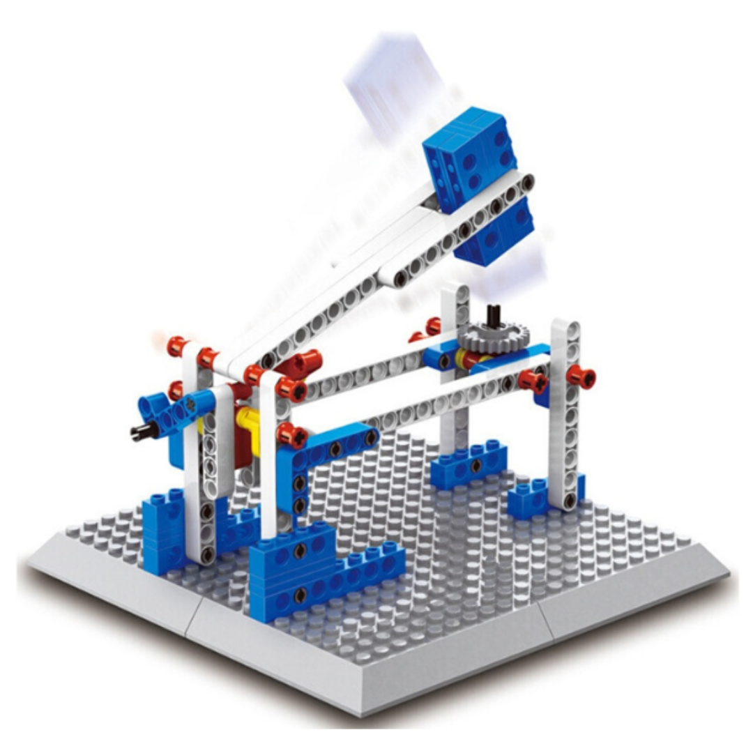 WANGE 1404 Power Machinery – 296-Piece STEM Chair, Hammer, Dinosaur & Engine Set