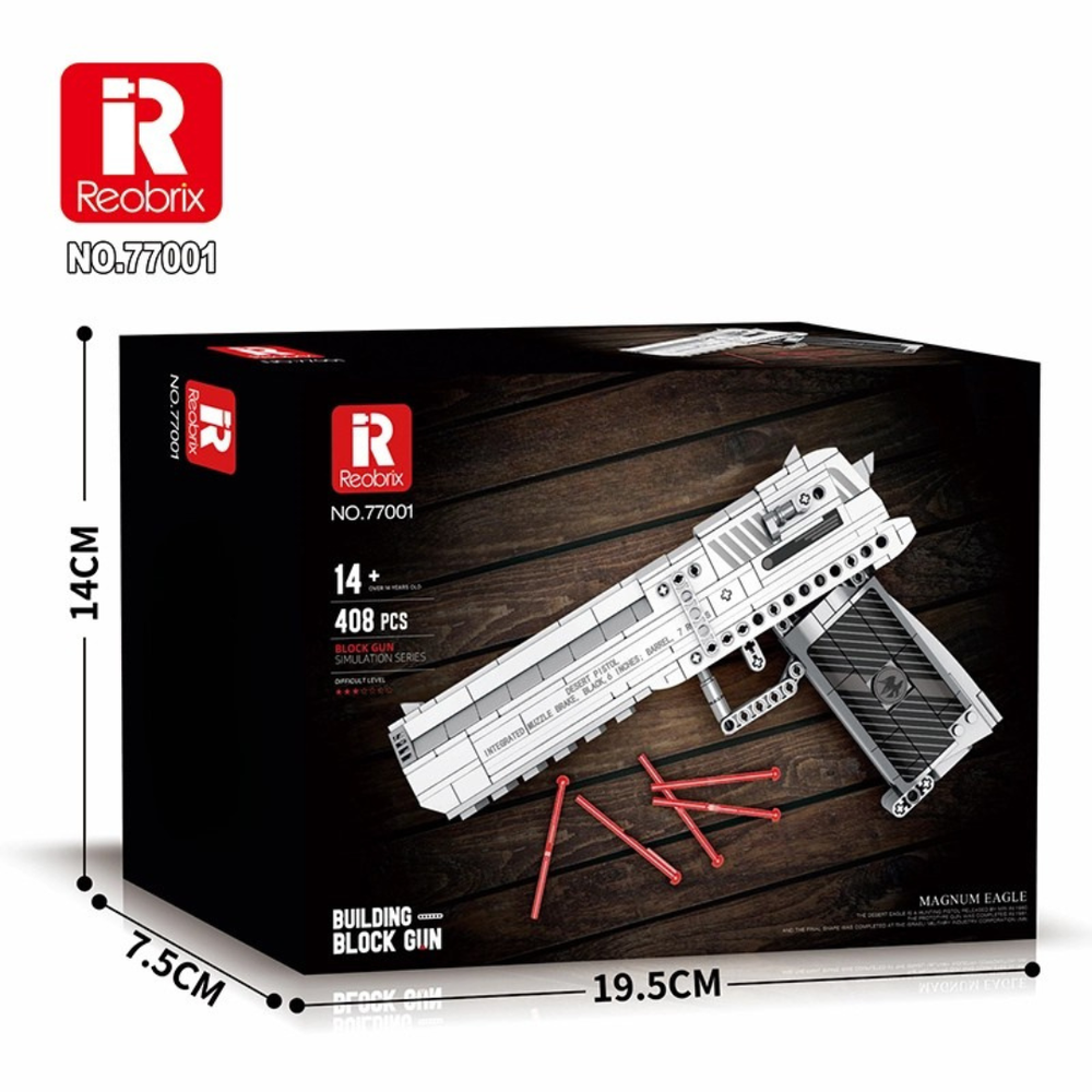 Reobrix 77001 Eagle Building Set – 408-Piece Brick Pistol Model