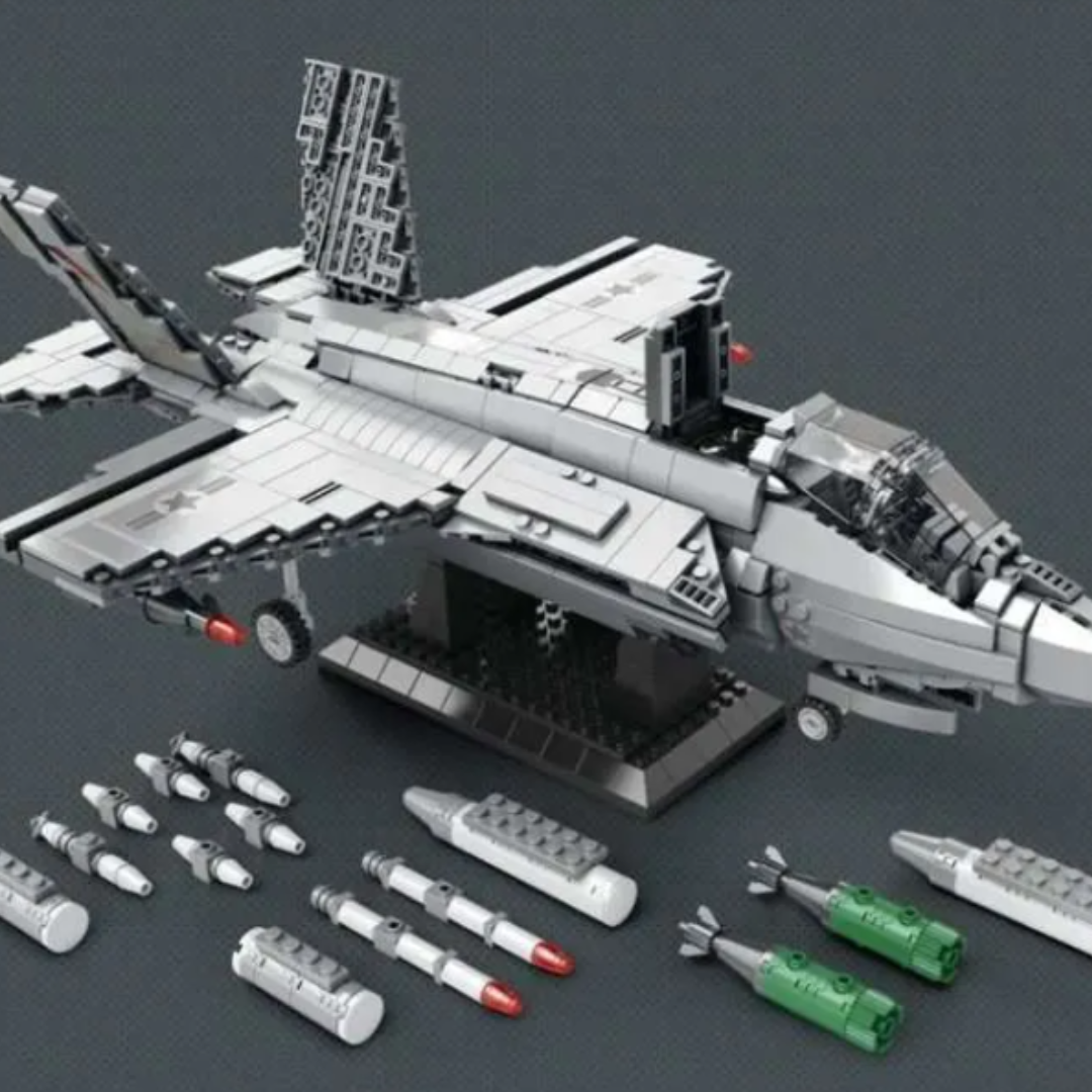 Reobrix F-35 Lightning II Brick Set – 1,600-Piece Modern Fighter Jet Model with Retractable Gear