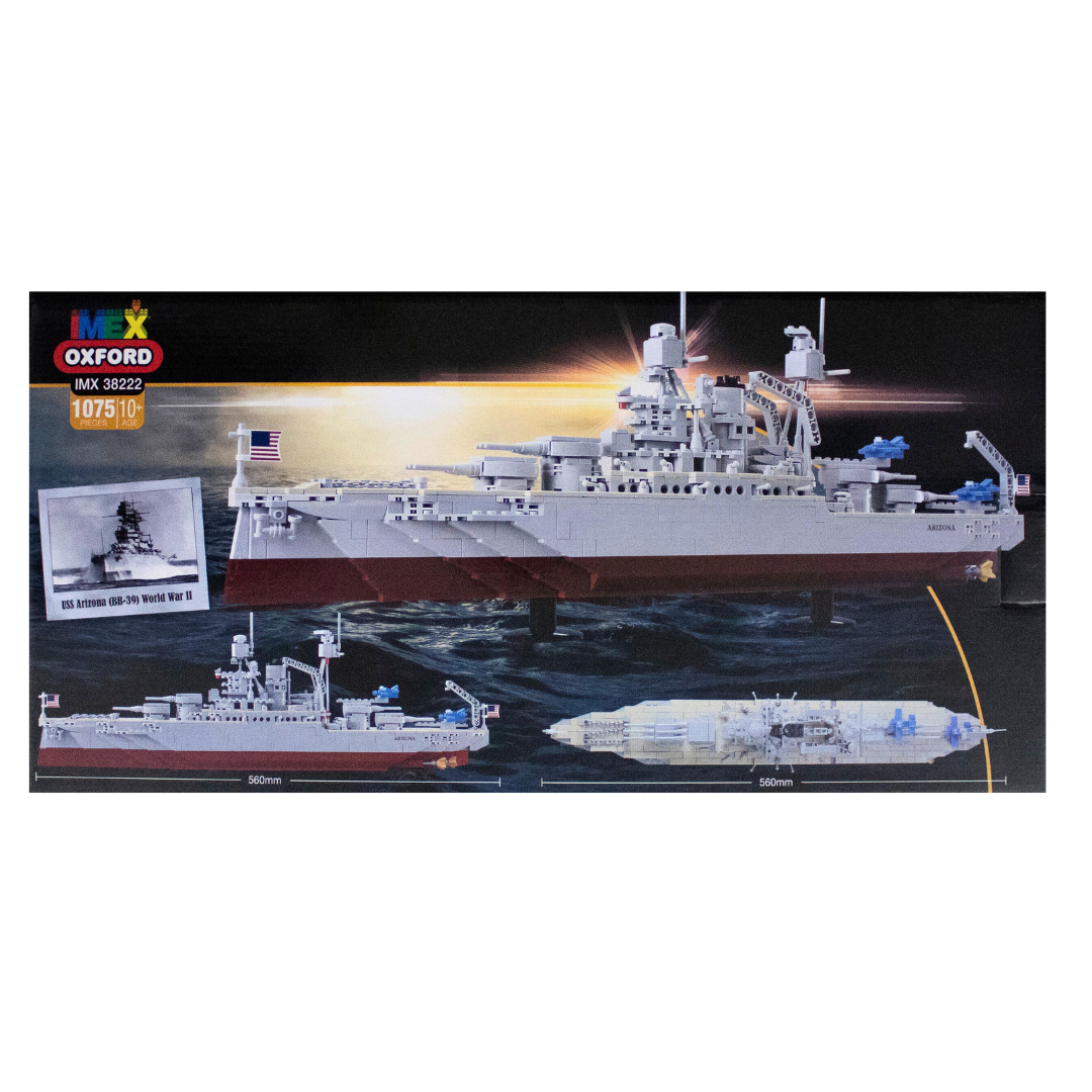 IMEX Oxford USS Arizona Battleship Brick Set – 1,075-Piece WWII U.S. Navy Memorial Model