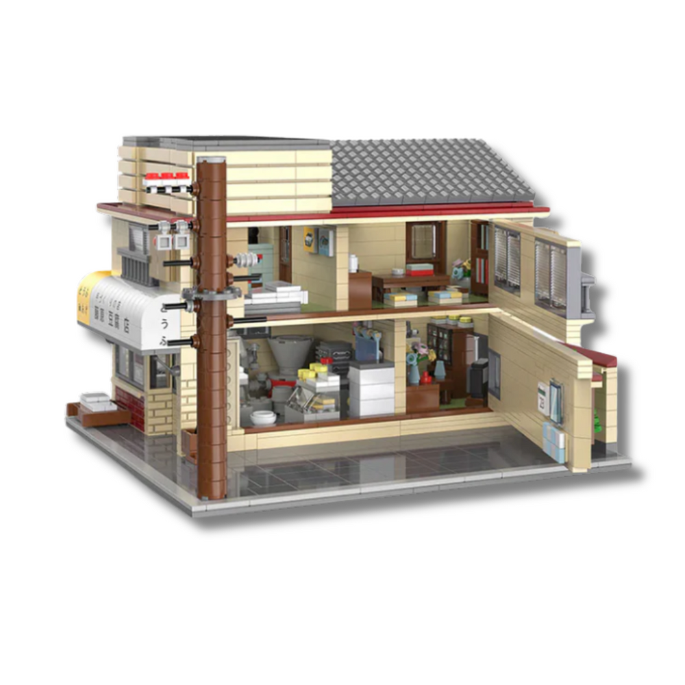CaDA Initial D Fujiwara Tofu Shop Brick Set – 1,908-Piece Licensed Modular Building from the Iconic Anime
