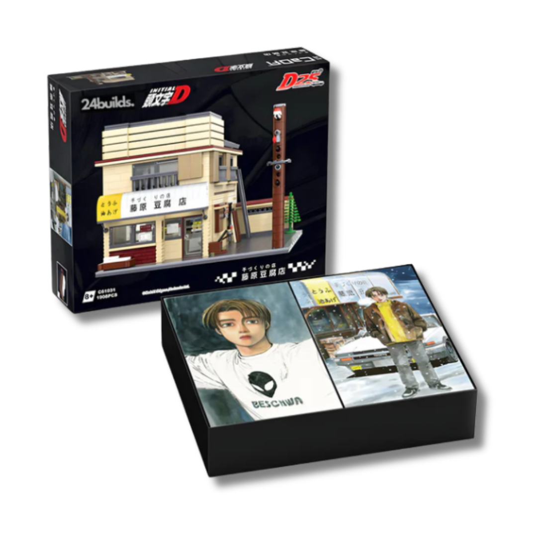 CaDA Initial D Fujiwara Tofu Shop Brick Set – 1,908-Piece Licensed Modular Building from the Iconic Anime