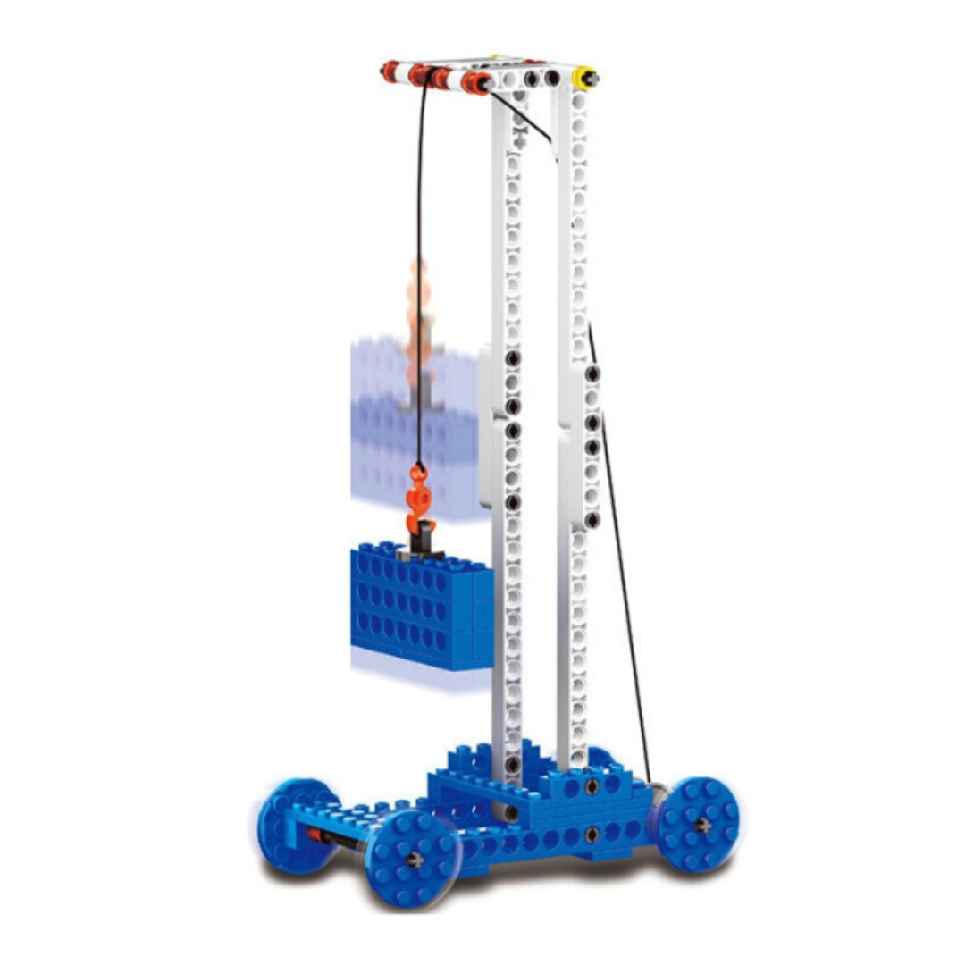 WANGE 1402 Power Machinery – 173-Piece STEM Crane, Catapult, Tracked & Gravity Car Set