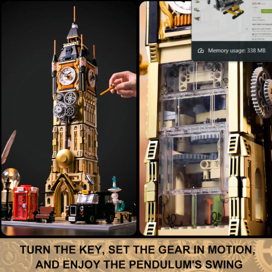 Pantasy 85008 Steampunk Clock Tower – 2,460-Piece Modular Display Set