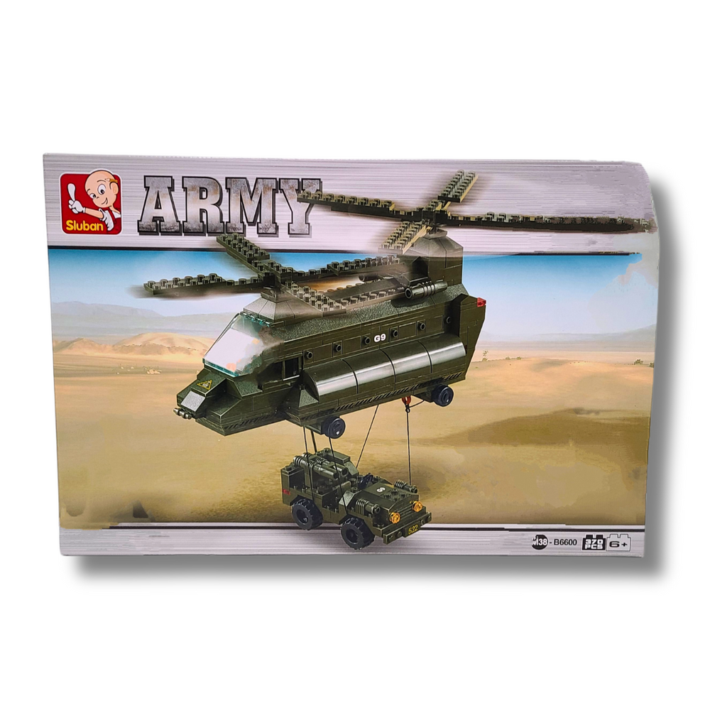 Sluban M38-B6600 Military Transport Helicopter – 370-Piece Brick Set