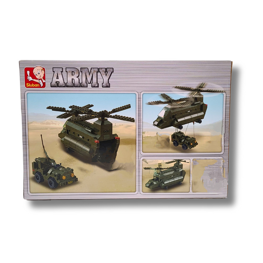 Sluban M38-B6600 Military Transport Helicopter – 370-Piece Brick Set