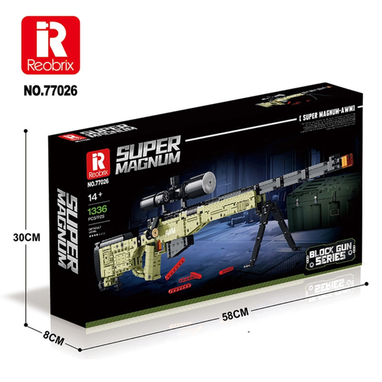 Reobrix 77026 Super Magnum AWM Sniper Rifle – 1336-Piece Building Block Set