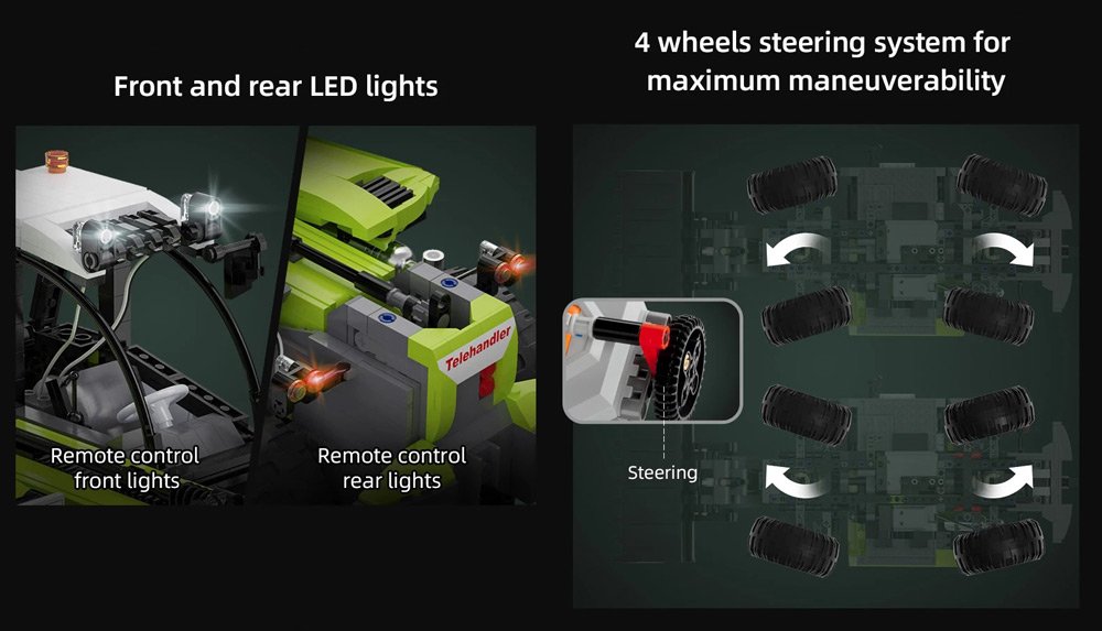 CaDA Masters Telehandler Loader 1:17 Scale Remote Controlled Construction Series 1:17 Scale Full Function Brick Building Set 1,469 Pieces