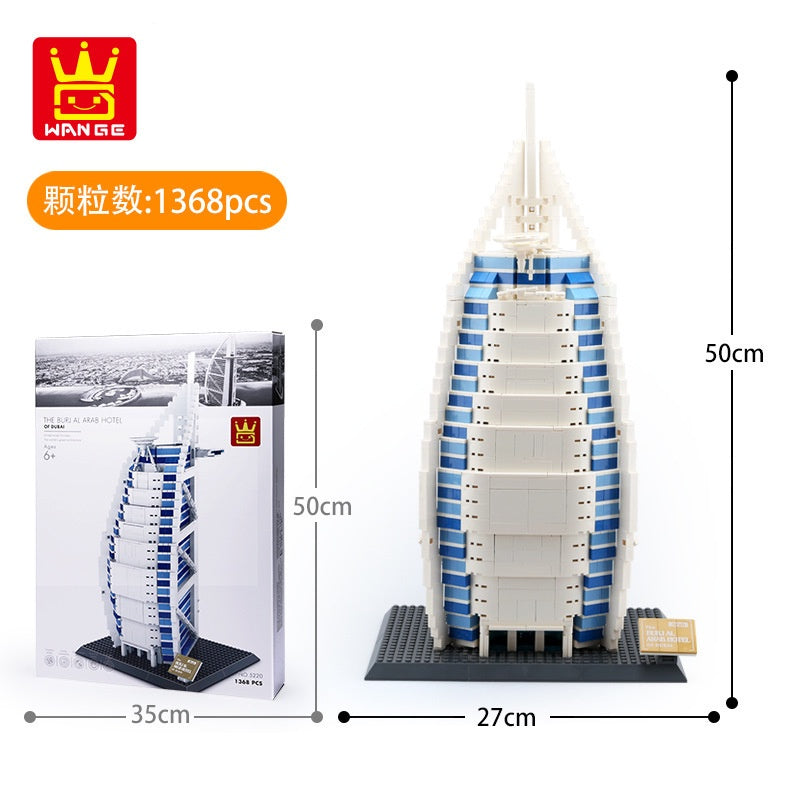 WANGE 8018 Burj Al Arab – 1,307-Piece Architecture Brick Set