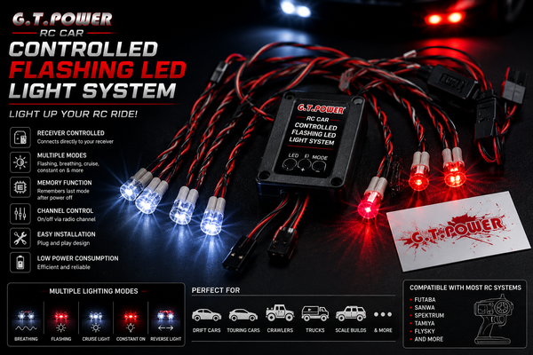 G.T. Power RC Car Controlled Flashing LED Light System