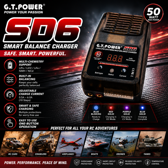 G.T. Power SD6 50W Smart Balance Charger