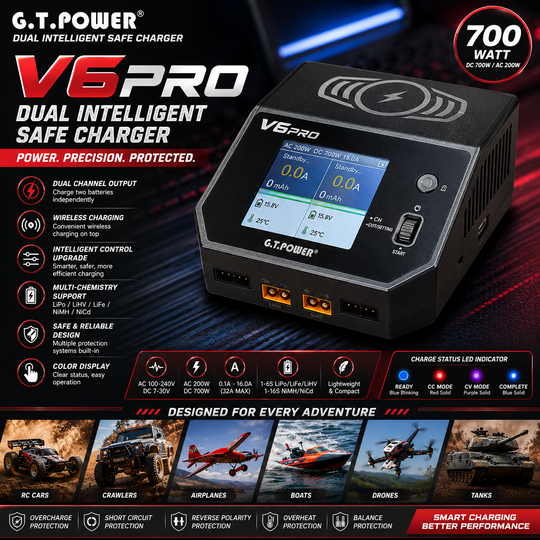 G.T. Power V6 Pro Dual Intelligent Charger Discharger 700W