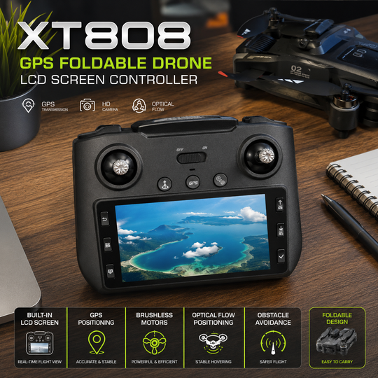 XT808 Foldable GPS Drone with HD Camera & LCD Screen Controller