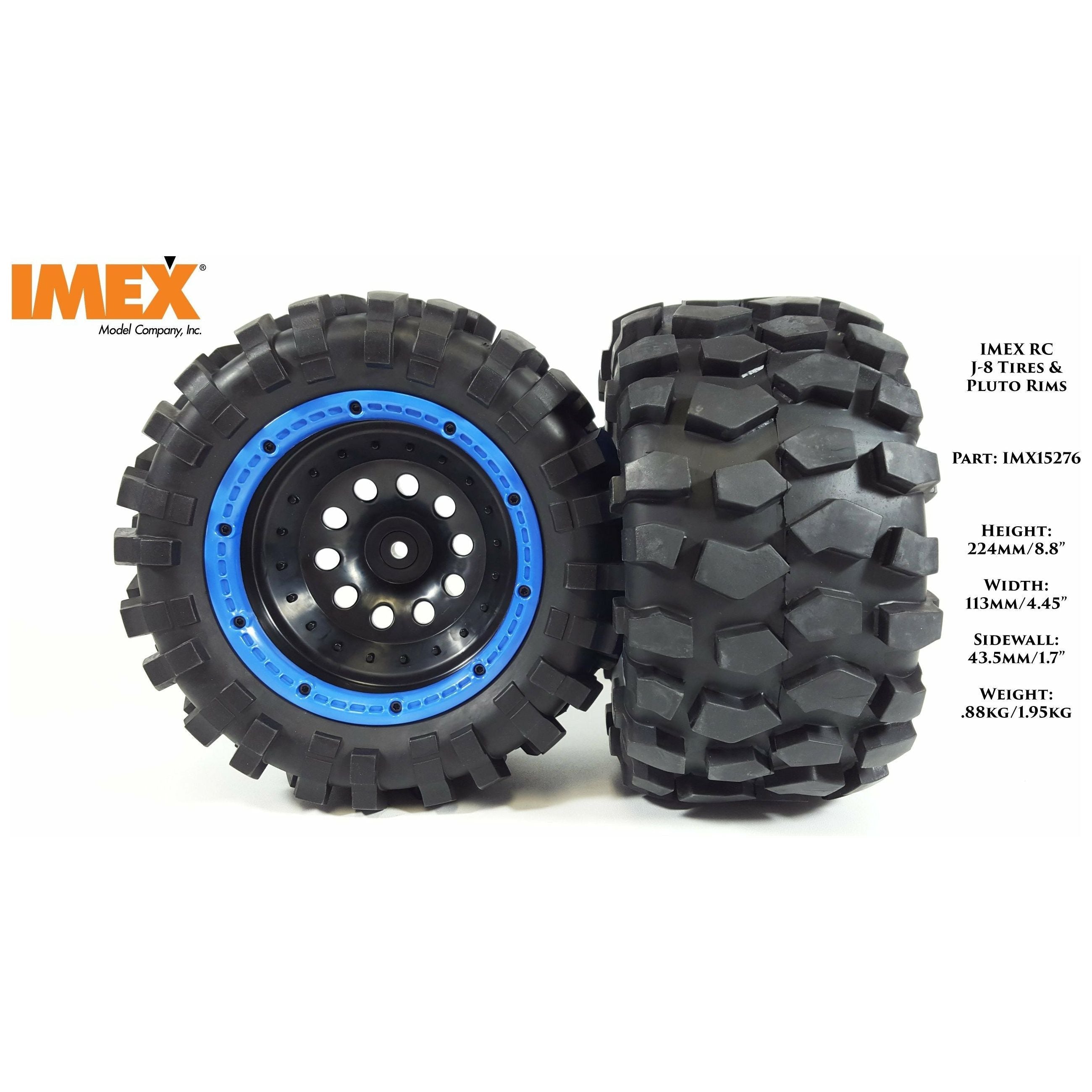 J-8 Tires & Pluto Rims with Beadlocks 24mm Hex (1 Pair) (Choose Color Combos)