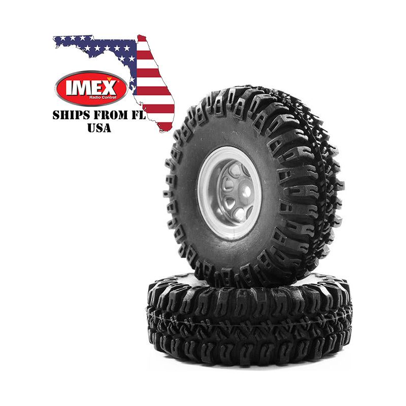 1.0 Grabber M/T Tire & Beadlock Rims -Grey (1 Pair)