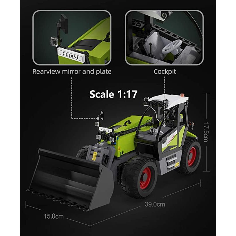 CaDA Masters Telehandler Loader 1:17 Scale Remote Controlled Construction Series 1:17 Scale Full Function Brick Building Set 1,469 Pieces