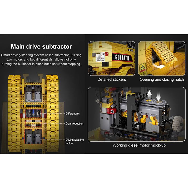 CaDA Masters Goliath Bulldozer Remote Controlled Construction Series Brick Building Set 2,826 Pieces