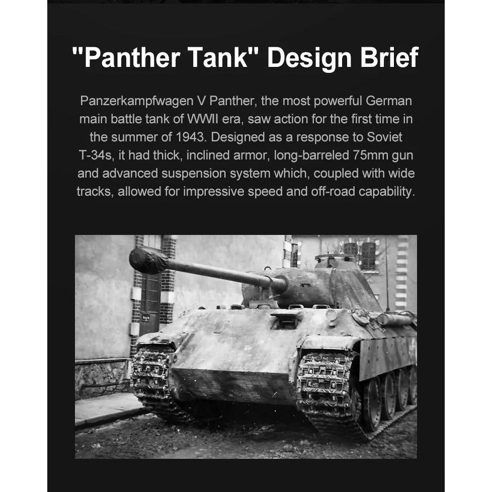 CaDA WWII German Panther Tank Remote Controlled Brick Building Set 907 Pieces