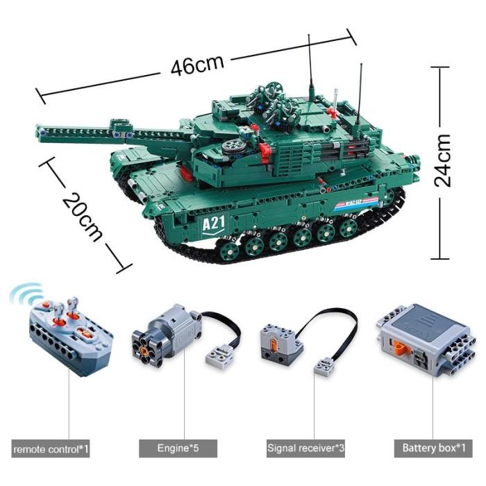 CaDA 2in1 M1A2 Abrams U.S. Main Battle Tank or Anti-Aircraft Gun Remote Controlled Brick Building Set 1,498 Pieces