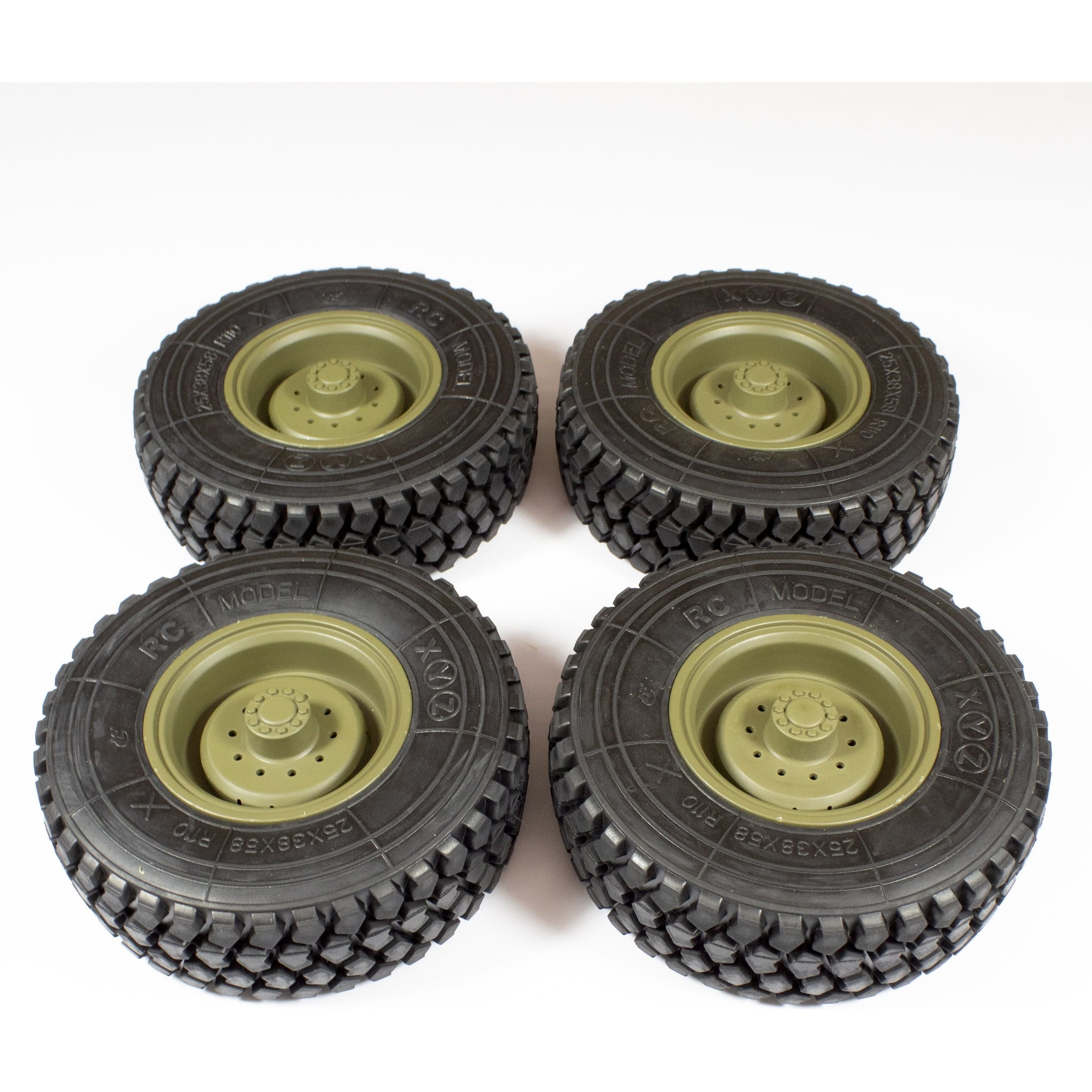 HEMTT Replacement Tires - 12mm Hex (Green/Tan)