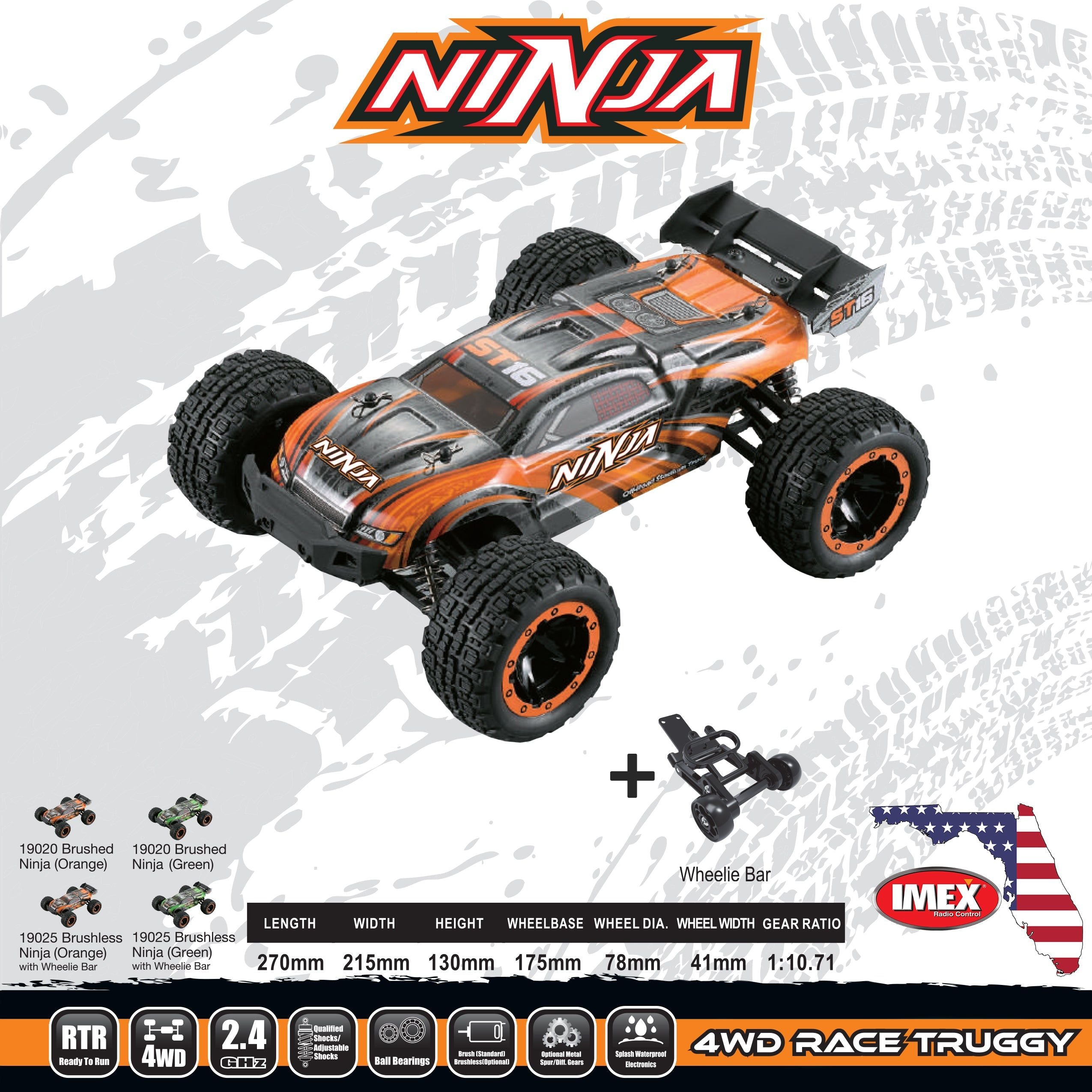 IMEX Ninja 1/16th Scale Brushless RTR 4WD Truggy