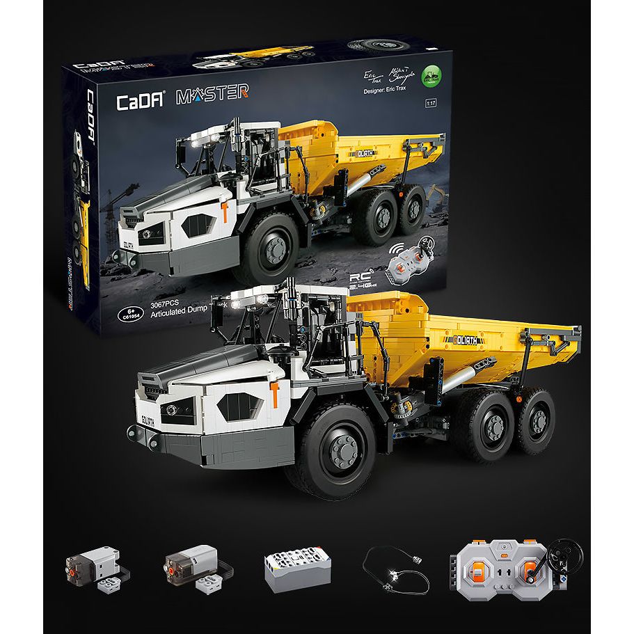 CaDA Articulated Dump Truck Remote Controlled Construction Series 1:17 Scale Brick Building Set 3,067 Pieces